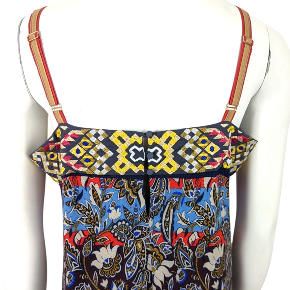 Anthropologie One September Cosima Embroidered Bodice Midi Dress M Boho Print - Picture 8 of 13